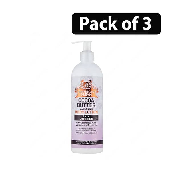 (Pack of 3) American Dream Cocoa Butter Lavender Body Lotion Skin Soothing 16oz