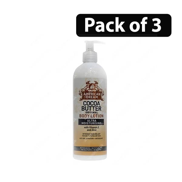 (Pack of 3) American Dream Cocoa Butter Original Body Lotion Ultra Moisturising 16oz