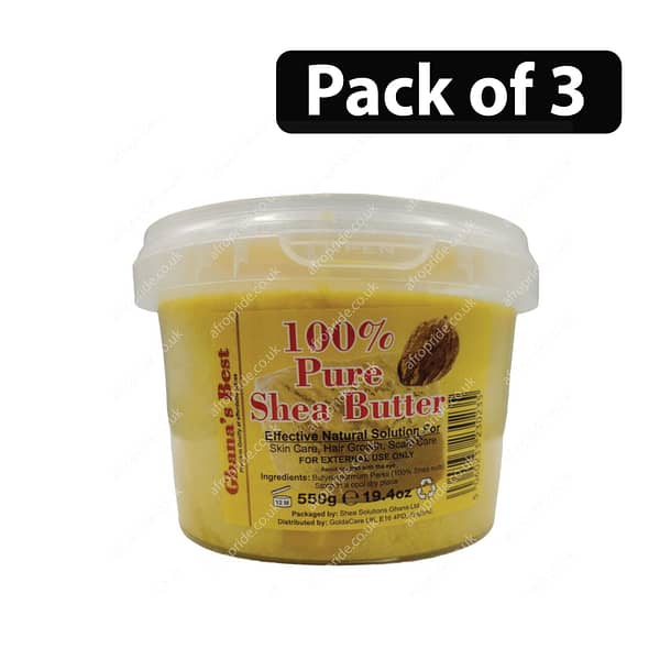 (Pack of 3) Ghana's Best 100% Pure Shea Butter 19.4oz (Yellow)