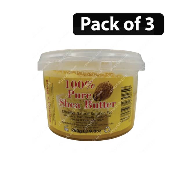 (Pack of 3) Ghana's Best 100% Pure Shea Butter 9.8oz (Yellow)