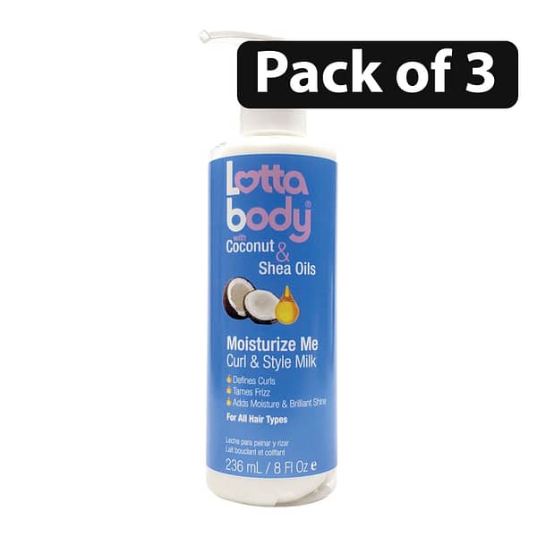 (Pack of 3) Lottabody with Coconut & Shea Oils Moisturize Me, Curl & Style Milk 8oz