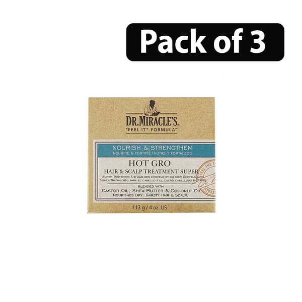 (Pack of 3) Dr. Miracle's Hot Gro Hair & Scalp Treatment Super 4oz