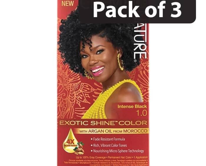 (Pack of 3) Creme of Nature Exotic Shine with Argan Oil Intense Black 1.0