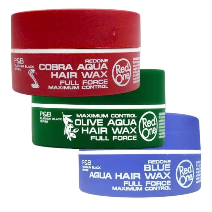 (Mix Pack of 3) Red One Aqua Hair Wax Full Force 150ml 1 Cobra- Olive- Blue