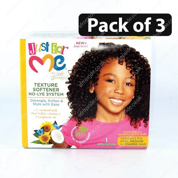 (Pack of 3) Soft & Beautiful Just For Me Texture Softener No-Lye System for Fine Medium Hair