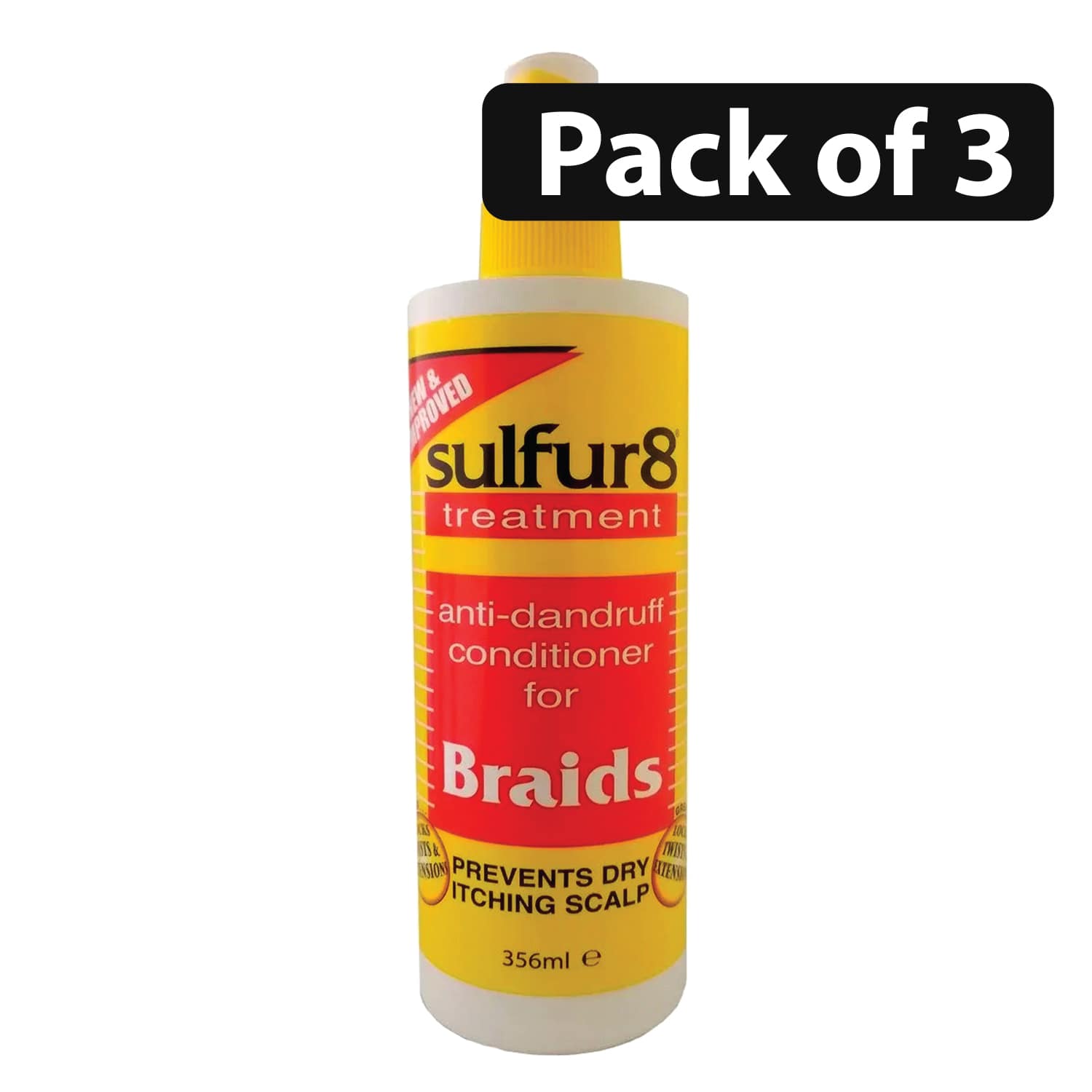 (Pack of 3) Sulphur 8 AntiDandruff Conditioner for Braids 356ml Afro