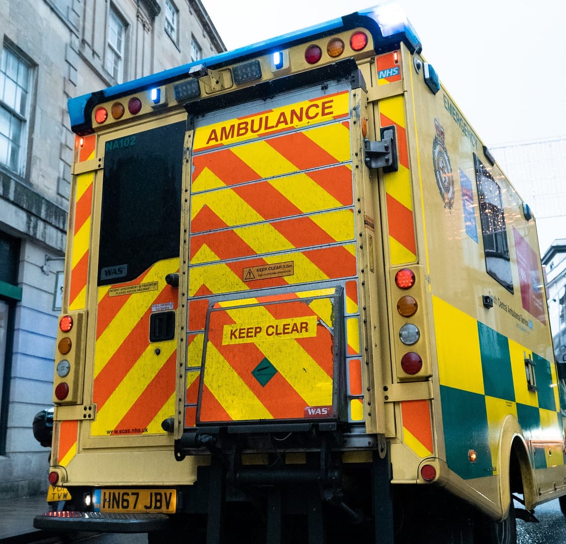 The back of an ambulance