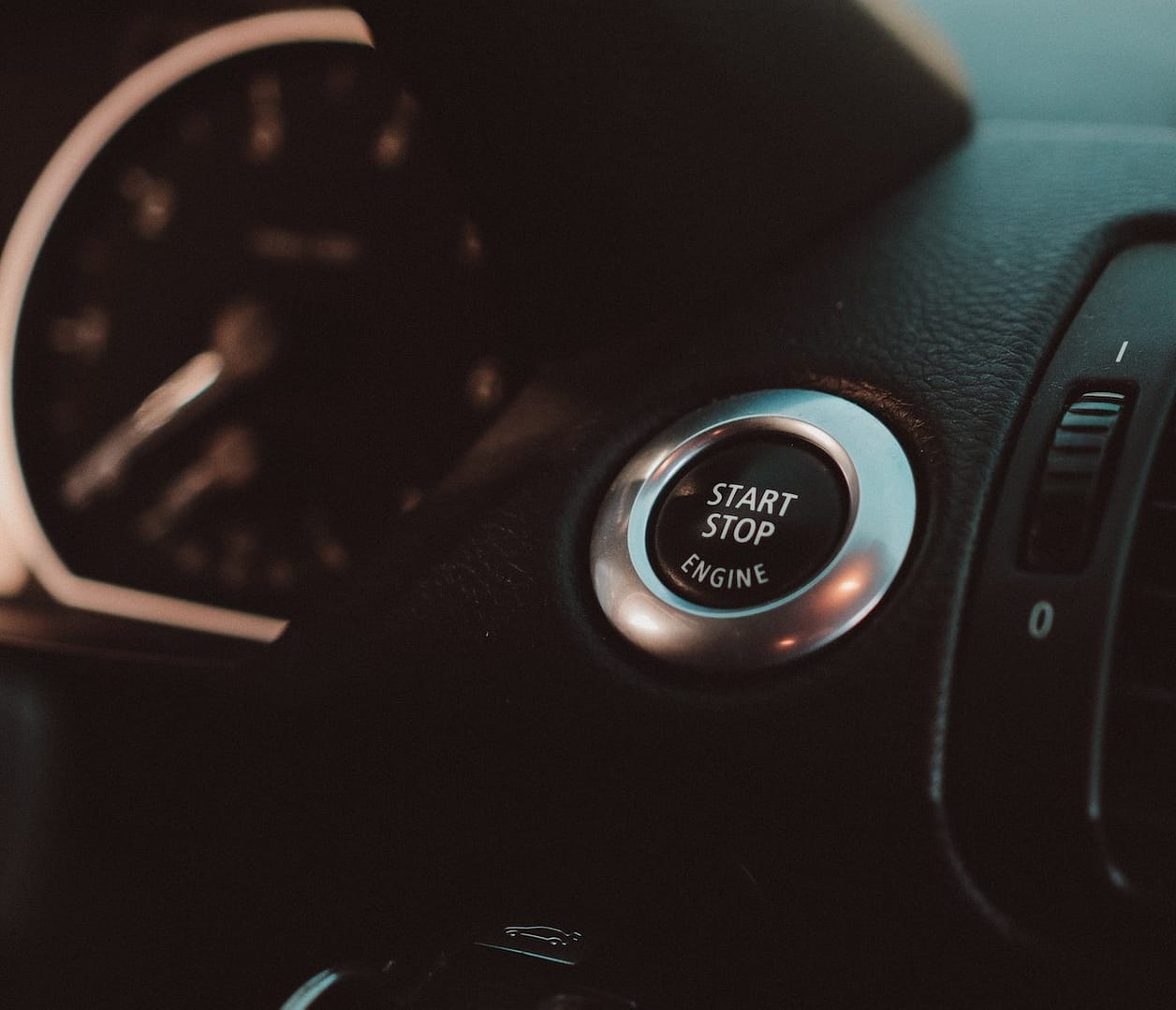 car interior with focus on the ignition