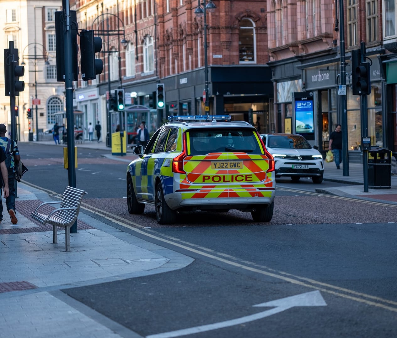 A police car on the road