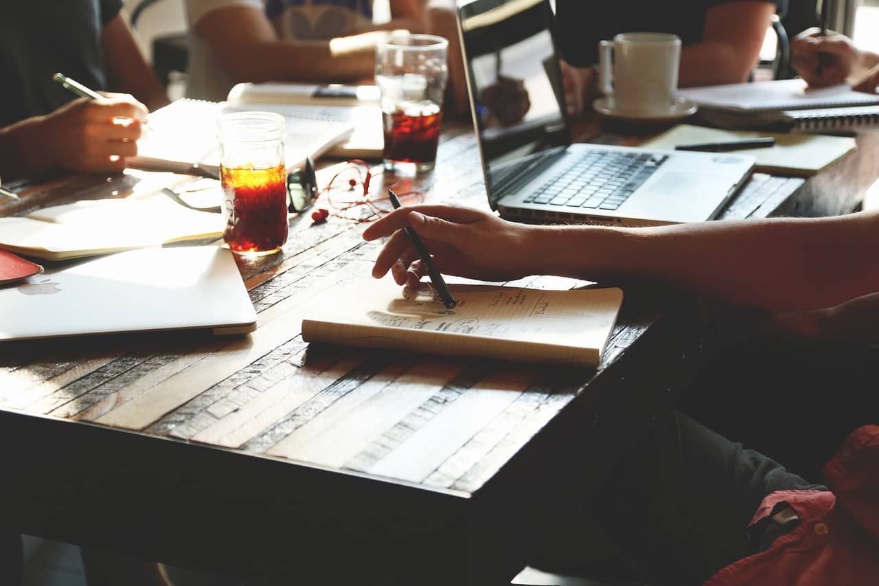 A group working in a cafe