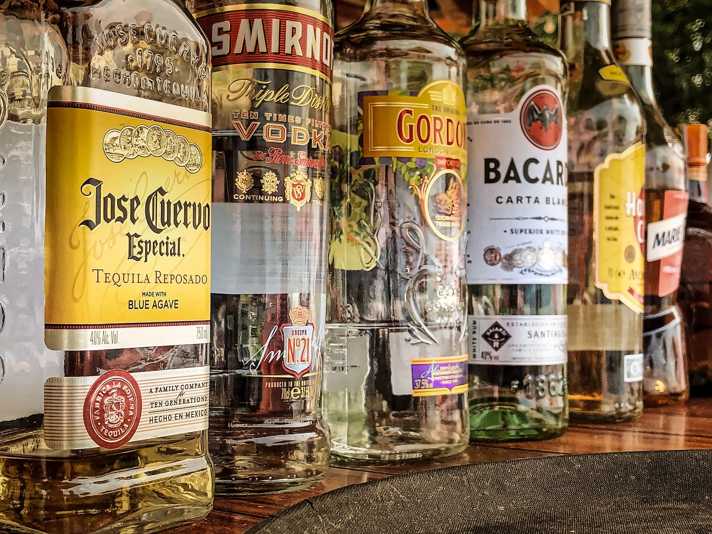Row of assorted liquor
