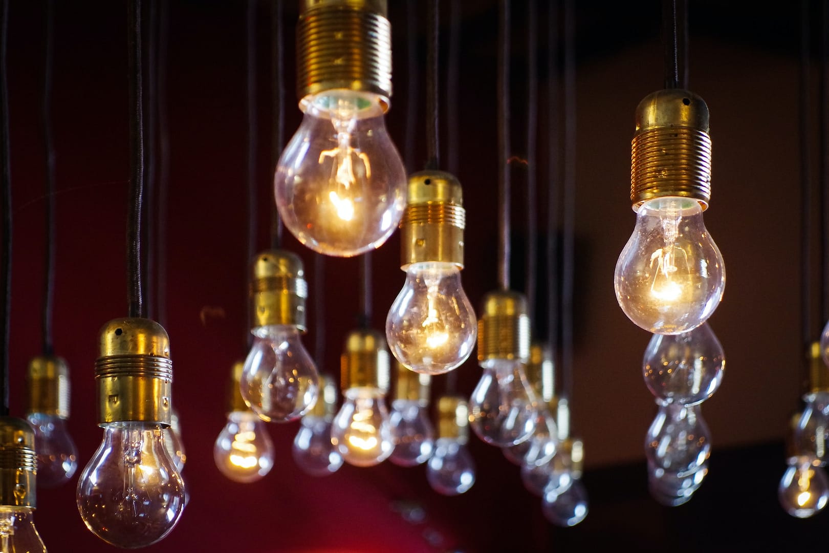 A group of lit lightbulbs