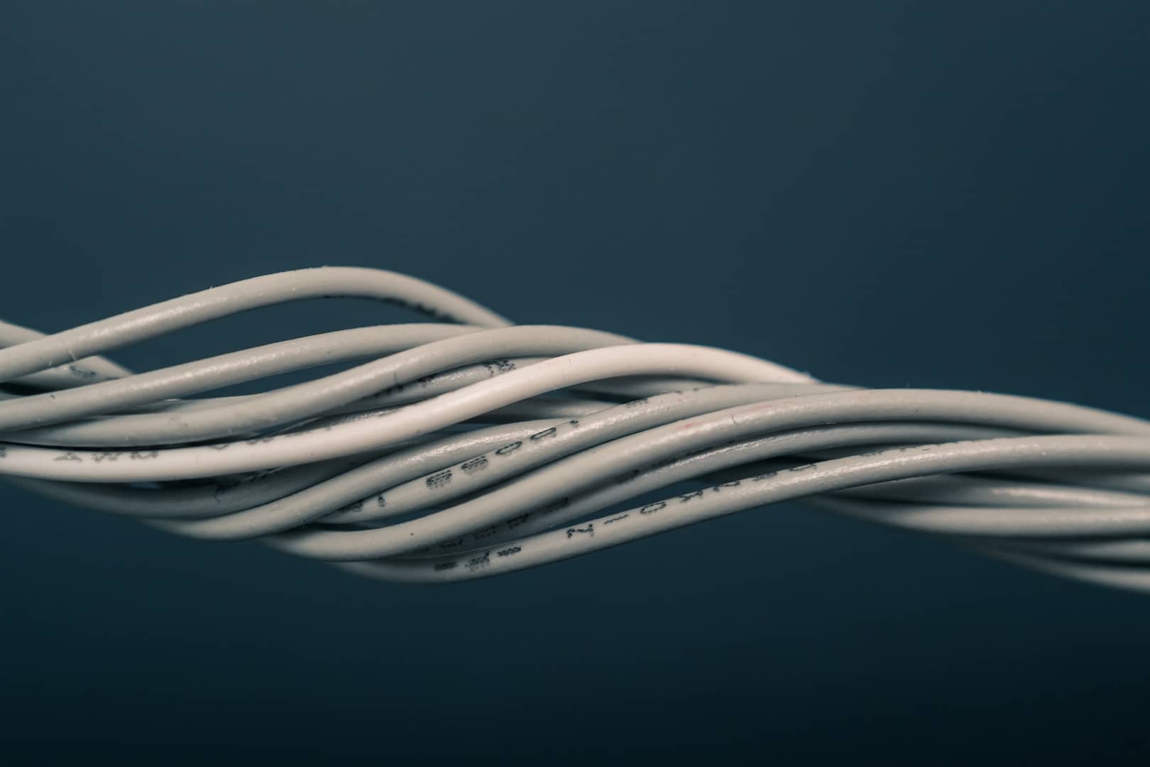 A collection of white cables