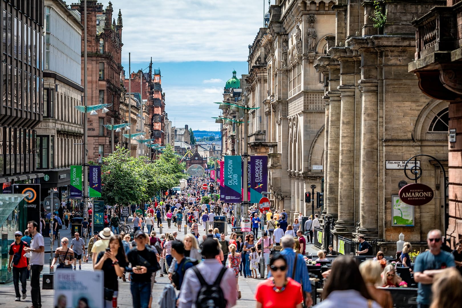 Busy street in Glasgow