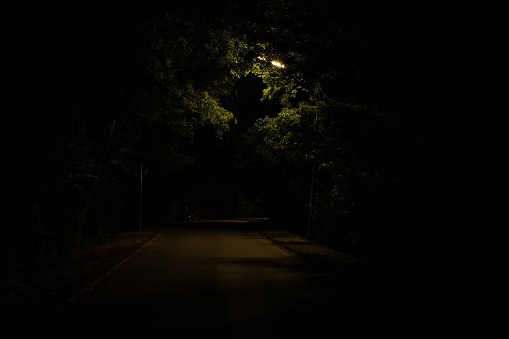 A poorly lit road