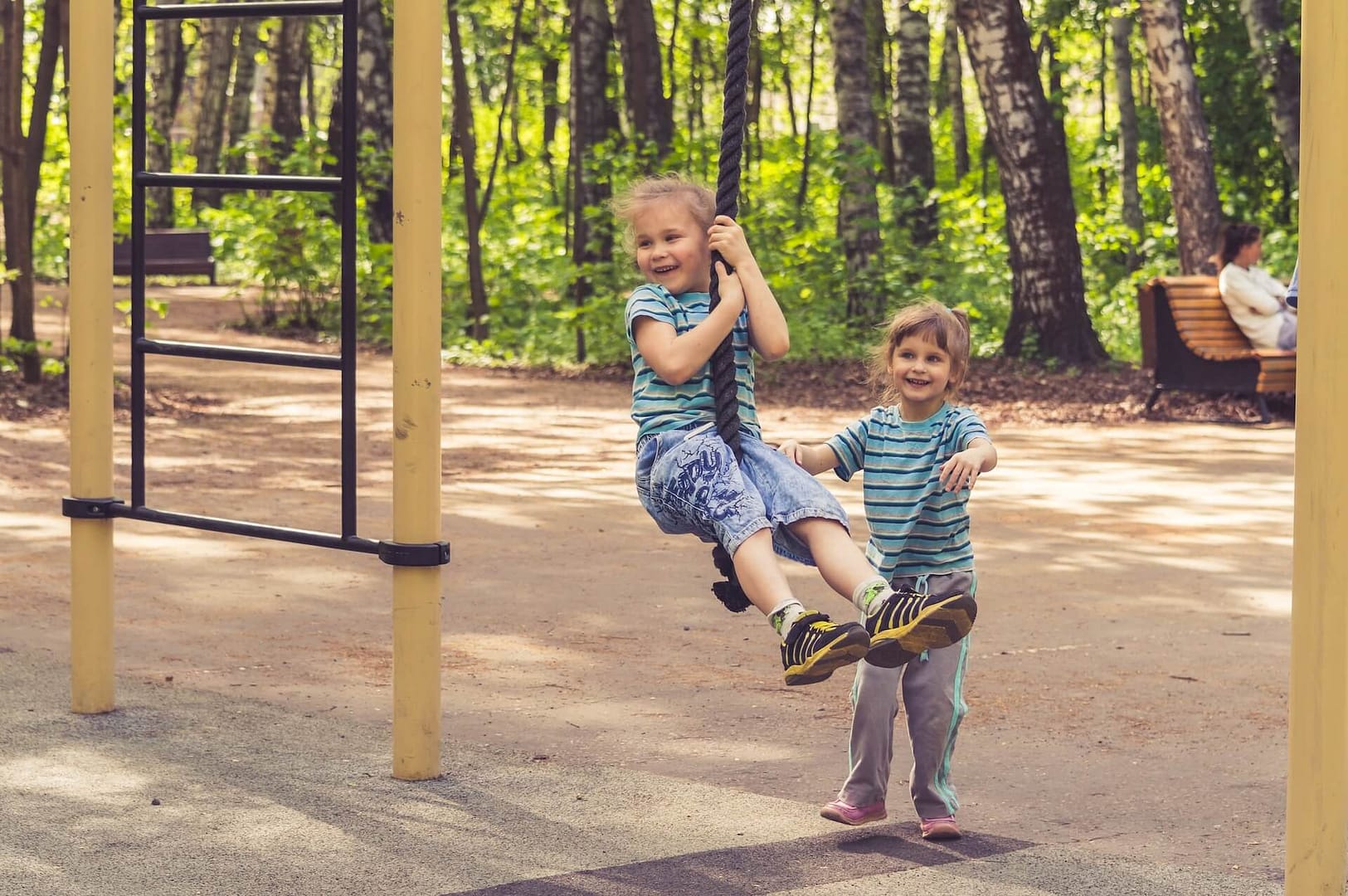 children on a swing