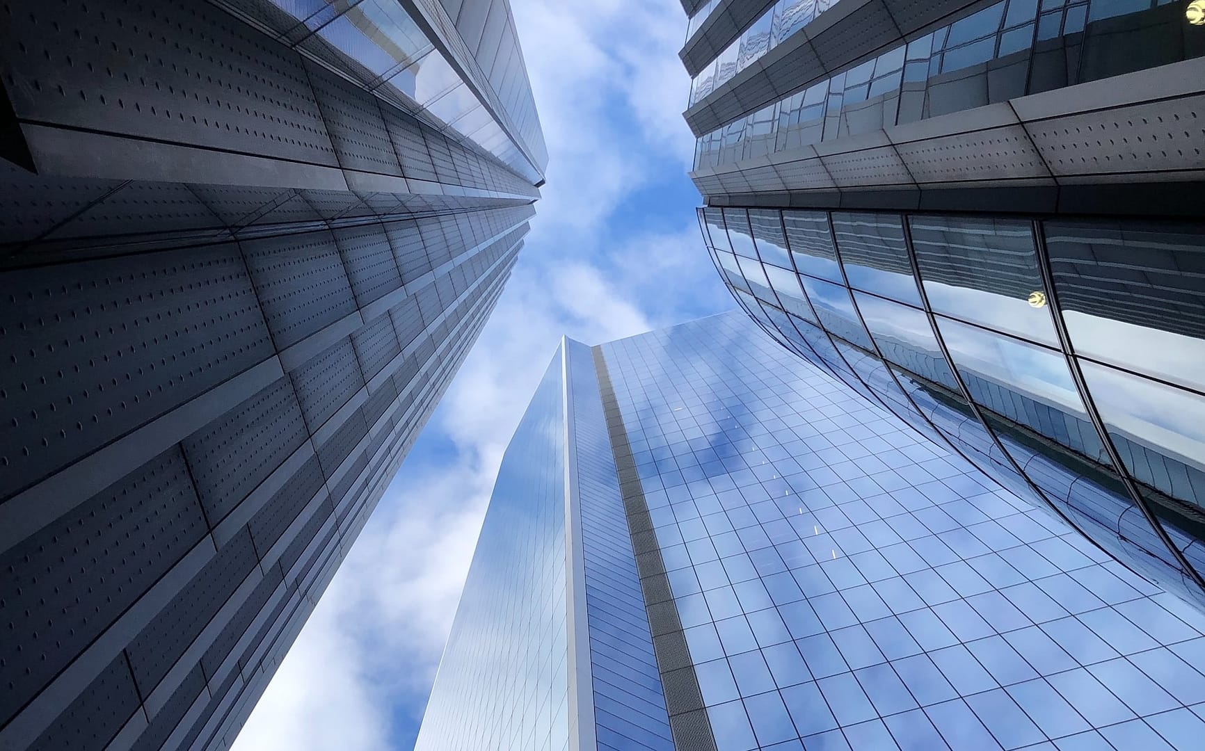 low angle of high rise buildings in Fenchurch Street, London