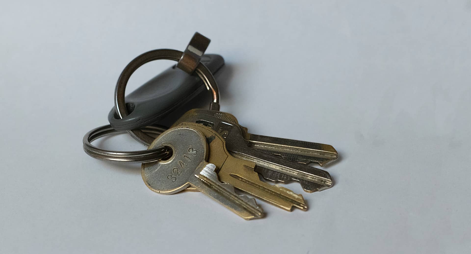house keys on a table