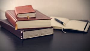 A stack of law books