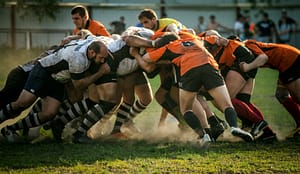 A rugby scrum