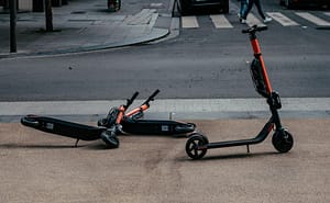 two e scooters on a pathway