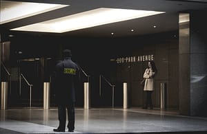 A security guard patrolling an area