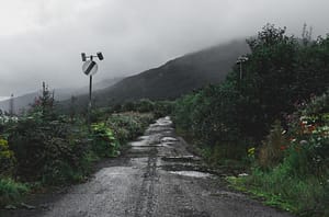 Potholes on a country road