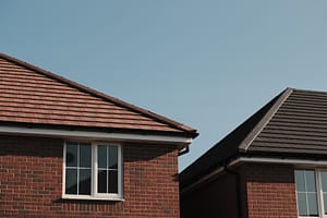 two roofs of newly built properties