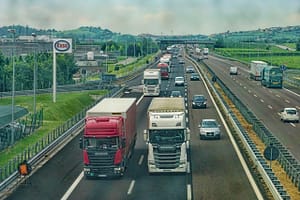 lorries on a motorway