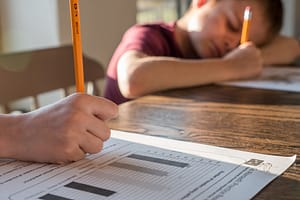 two children doing their homework