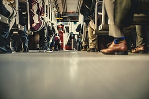 the floor of a bus