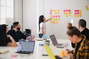 A group of colleagues in a conference room