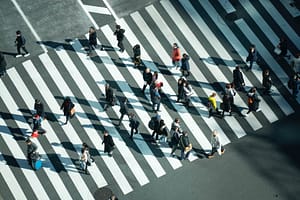 People crossing the road