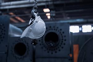 A hard hat on a hook