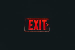 A red exit sign