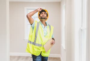 someone inspecting a ceiling