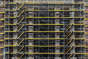 Scaffolding surrounding a building