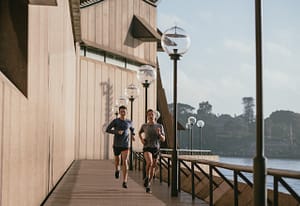 Two people jogging