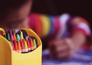 A child with crayons