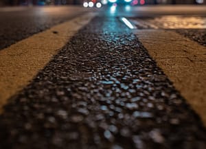 A close up shot of a pedestrian crossing at night