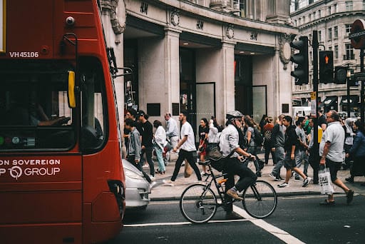 people commuting in London