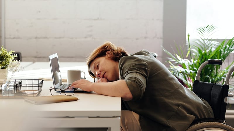 Someone asleep at their desk