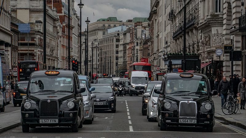 Heavy traffic on a road in London