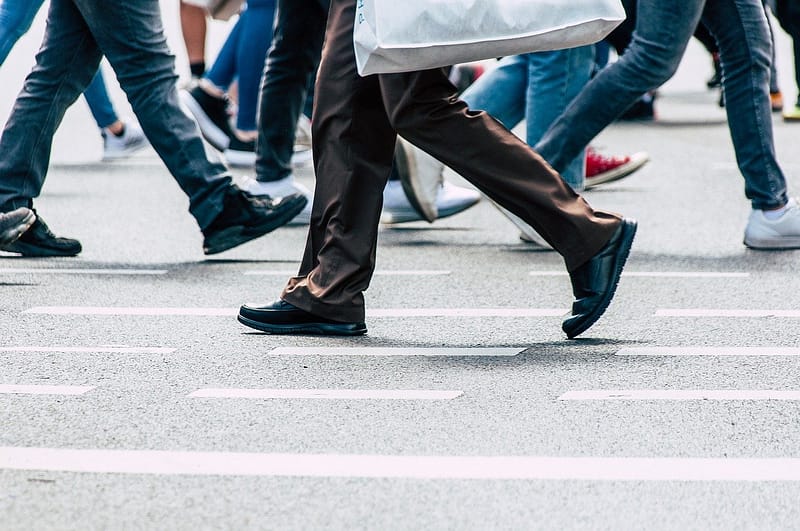 A busy pedestrian crossing