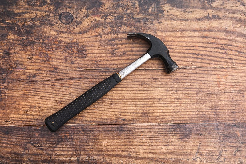 a hammer on a table