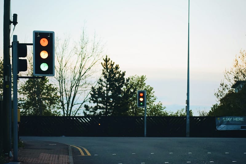 Two sets of traffic lights