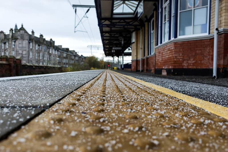 Pavement of a train platform