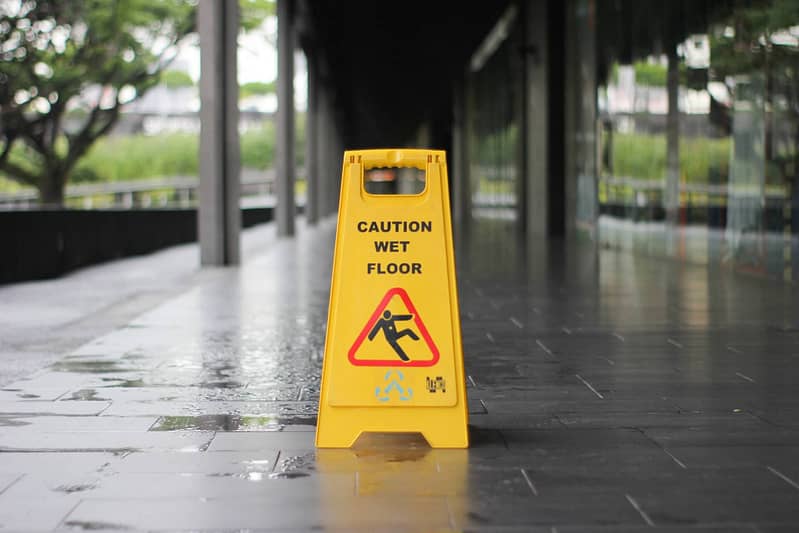 a 'caution wet floor' sign