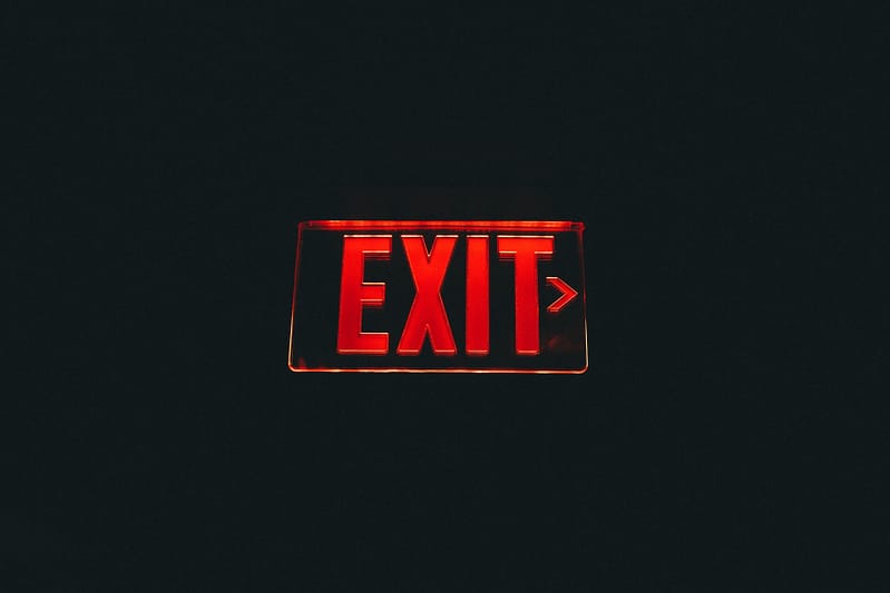 A red exit sign