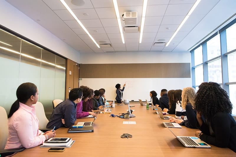 group of people in a conference room